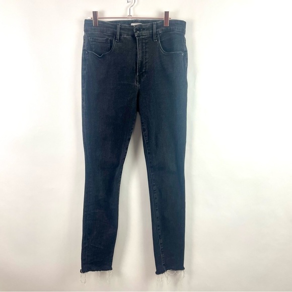 Good American Good Legs Skinny Jeans Raw Hem Black184Organic Cotton Blend  SZ 10 - Picture 1 of 14
